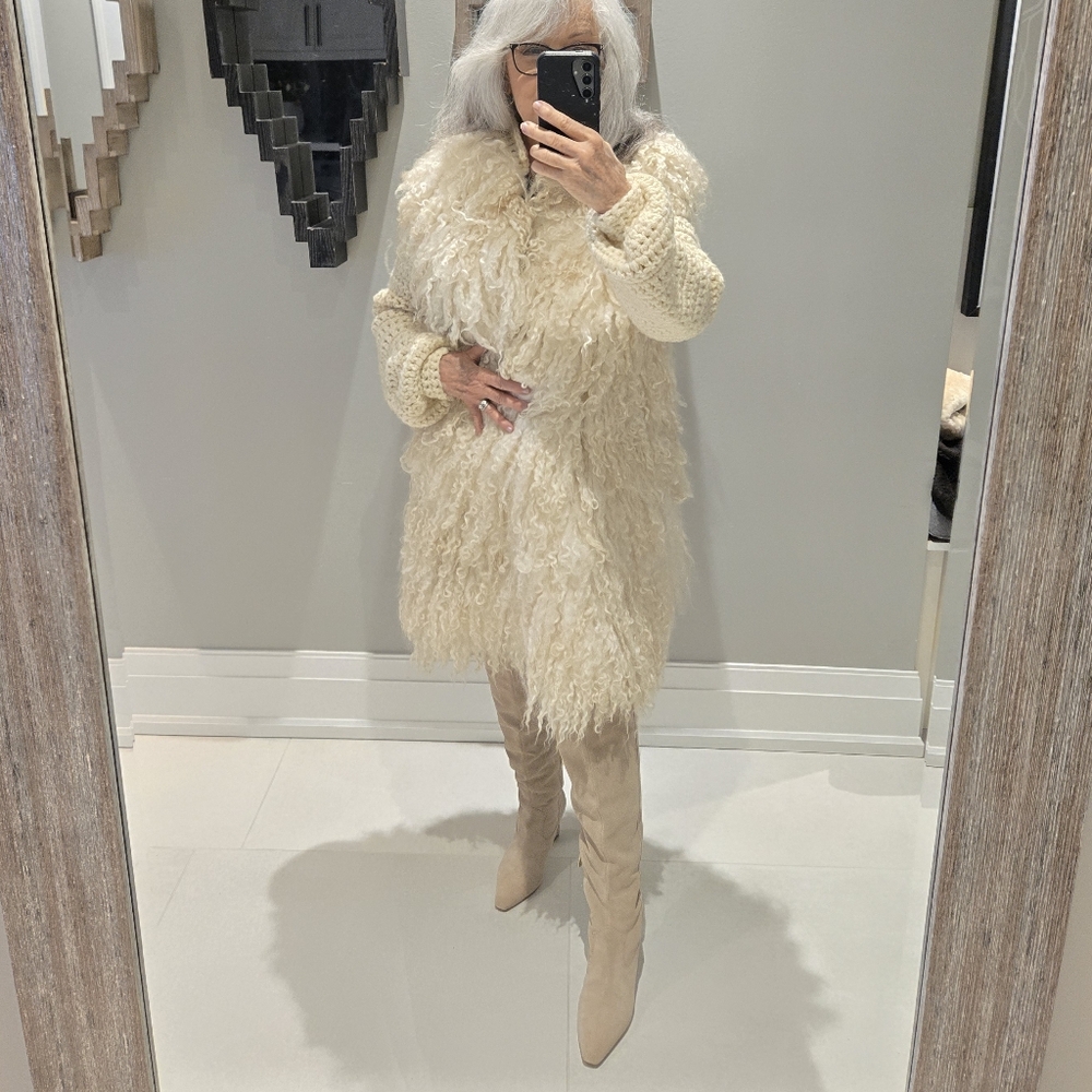 Cream Faux Shearling Long Vest Coat - Women's Cozy Layer